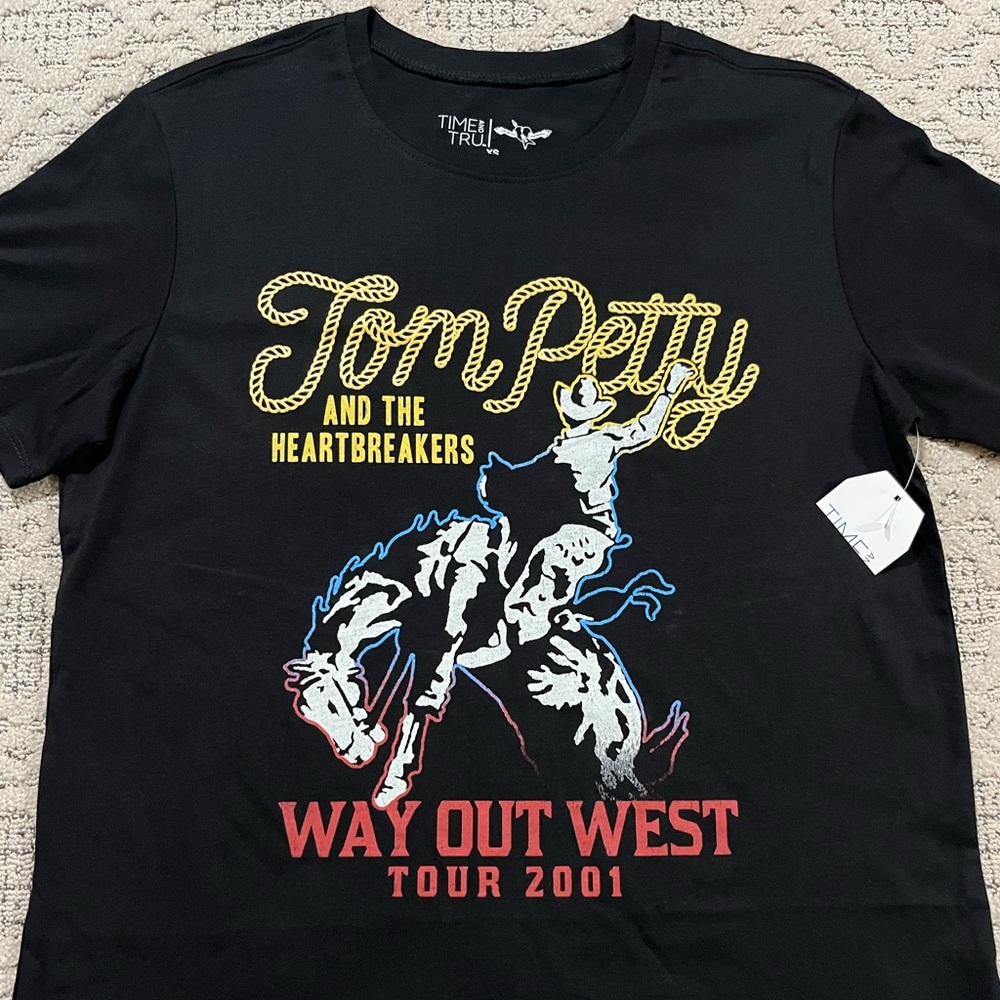 🎸 '25 Tom Petty & The Heartbreakers Band Way Out West Lasso Bull New 2001 Tour T